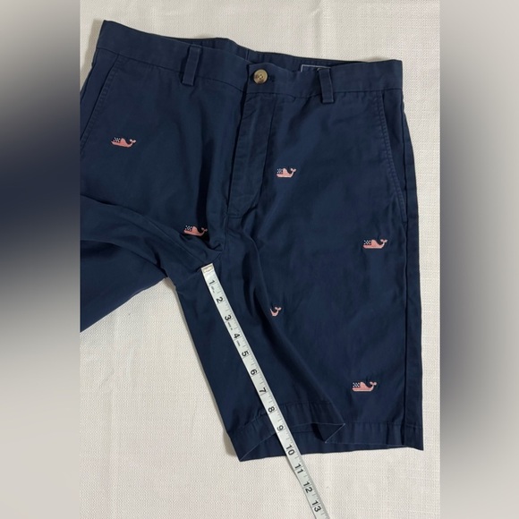 VINEYARD VINES Breaker Shorts Embroidered Flag Whales Mens Size 32 Navy Blue - Picture 9 of 12